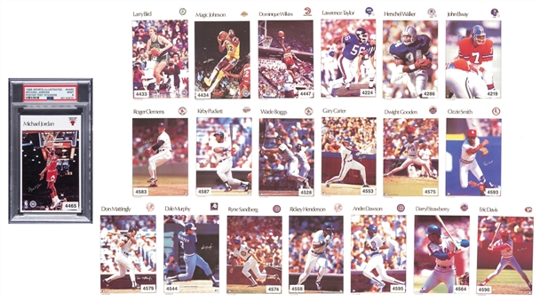1986 Marketcom/Sports Illustrated Poster Test Stickers Complete Set (20) Including Michael Jordan PSA MINT 9 Example – A Scarce Michael Jordan Rookie Era Card!